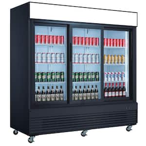 78 in. 59.88 cu. ft. Commercial 3 Glass Door Merchandiser Refrigerator with LED Lighting ESM68RS Black