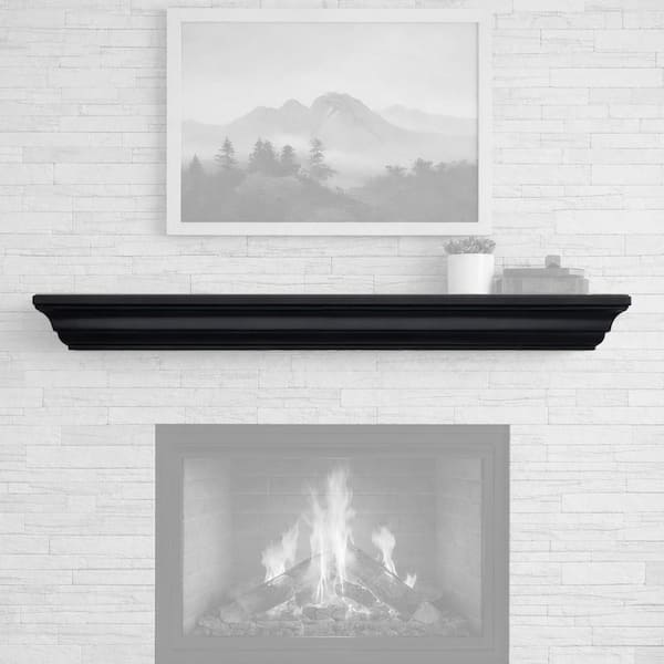 Colton Black Paint 60 in. Wood Fireplace Cap-Shelf Mantel