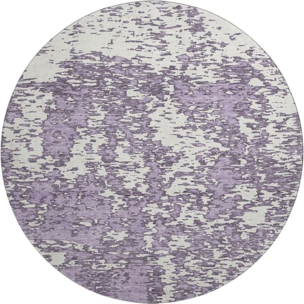 Addison Rugs Mayfield Premium Machine Washable Abstract AMF946 Lavender 8 ft. x 8 ft. Round Rug