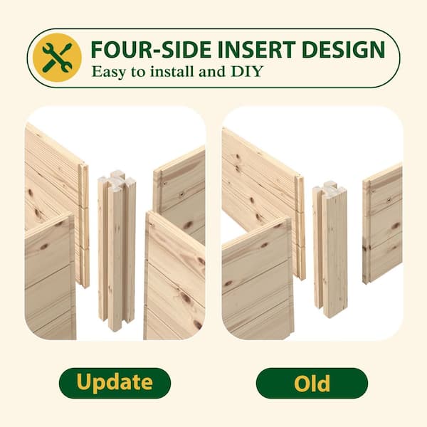 8 ft. x 4 ft. x 11 in. Cedar Wood Raised Garden Bed Divisible Elevated Planter Box