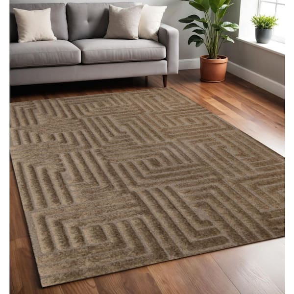 Brown 5 x 8 ft. Woven Geometric Rectangle Indoor Area Rug