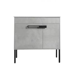 Yunus 36in. W x 18 in. D x 25 in. H Freestanding or Floating Bath Vanity in Cement Grey with White Ceramic Single Sink