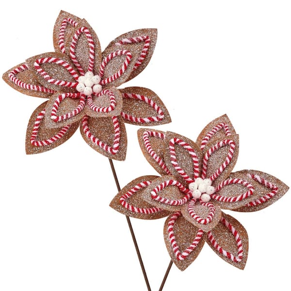 22 in. Artificial Sugar and Spice Poinsettia Stem