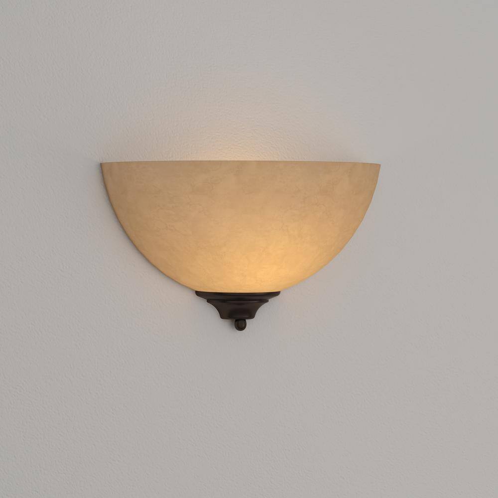 Old Bronze Tuscan Suede Glass Wall Sconce, 7x12 Inches
