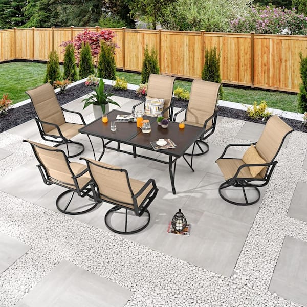 TOP SPACE 7-Piece Metal Bar Height Outdoor Dining Set