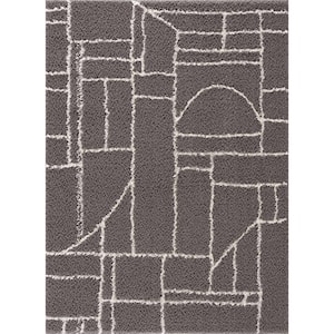 Andia 2 ft. X 3 ft. Gray, White Minimalist Geometric Contemporary Modern Soft Area Rug