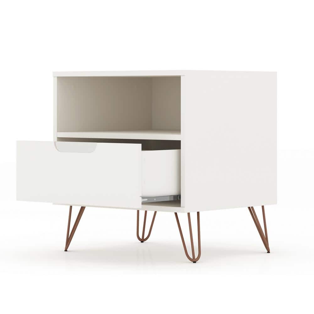 Set of 2 Gray Hairpin Leg 1-Drawer Nightstands