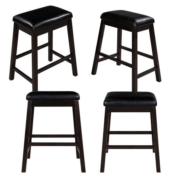 STICKON 4-Piece Backless Rectangle Upholstered Brown Wood-Counter Dining Stools 24.3 in. H-Counter Height (24-27 in.)