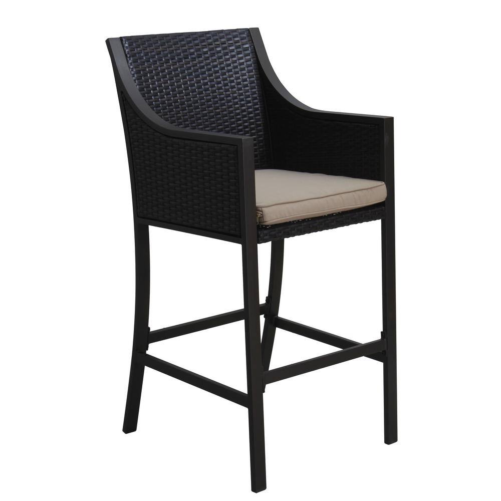 Riga Tan Cushioned Iron and Aluminum Bar Stools, Set of 2