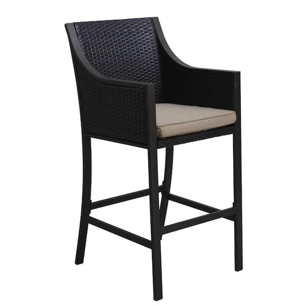 Debbie Faux Rattan Patio Outdoor Bar Stool (2-Pack)