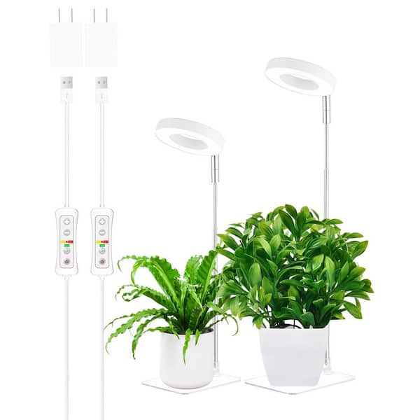 Full Spectrum LED Plant Grow Light with Automatic Timer, Height Adjustable Desk Grow Lamp for Indoor Small Plants,2-Pack