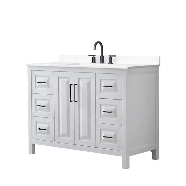 Daria 48 in. Single Freestanding White Bath Vanity with White Cultured Marble Top