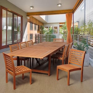 Turner 9-Piece Eucalyptus Extendable Rectangular Patio Dining Set