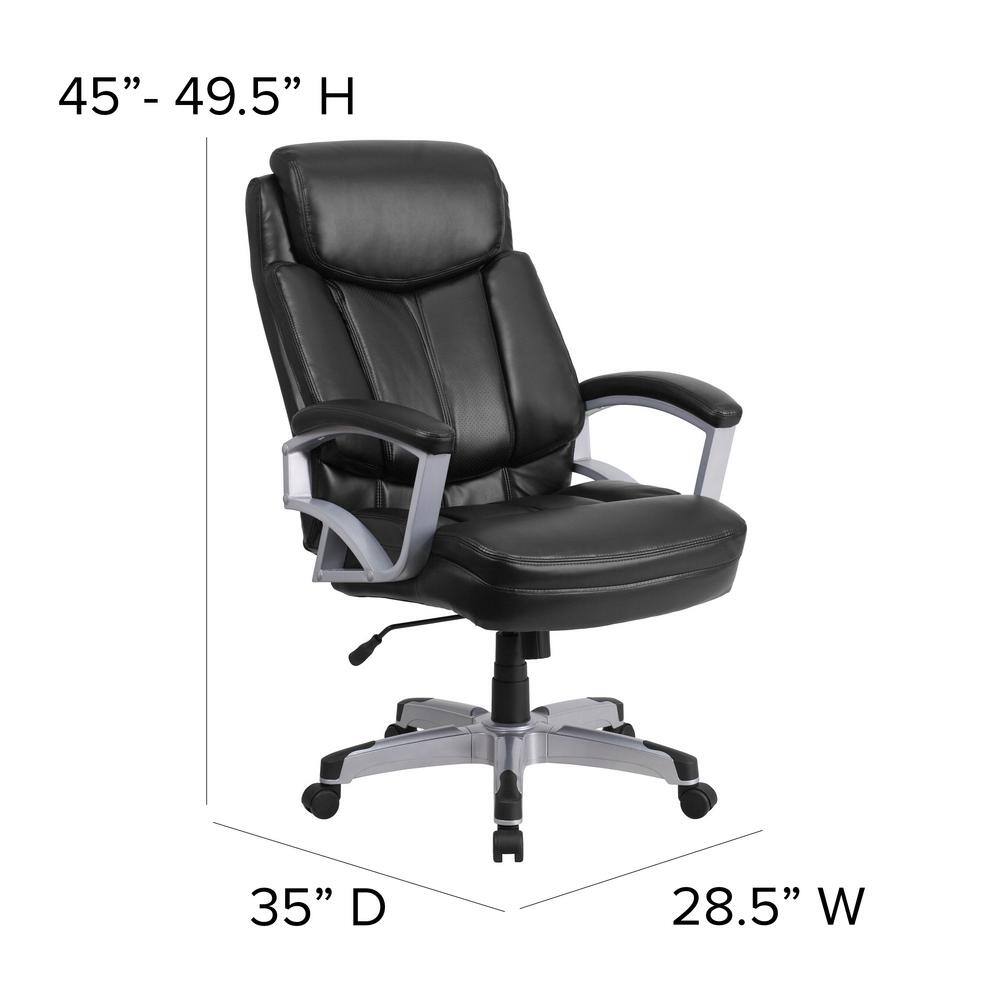 Faux Leather Swivel Office Chair in Black - Thumbnail 5