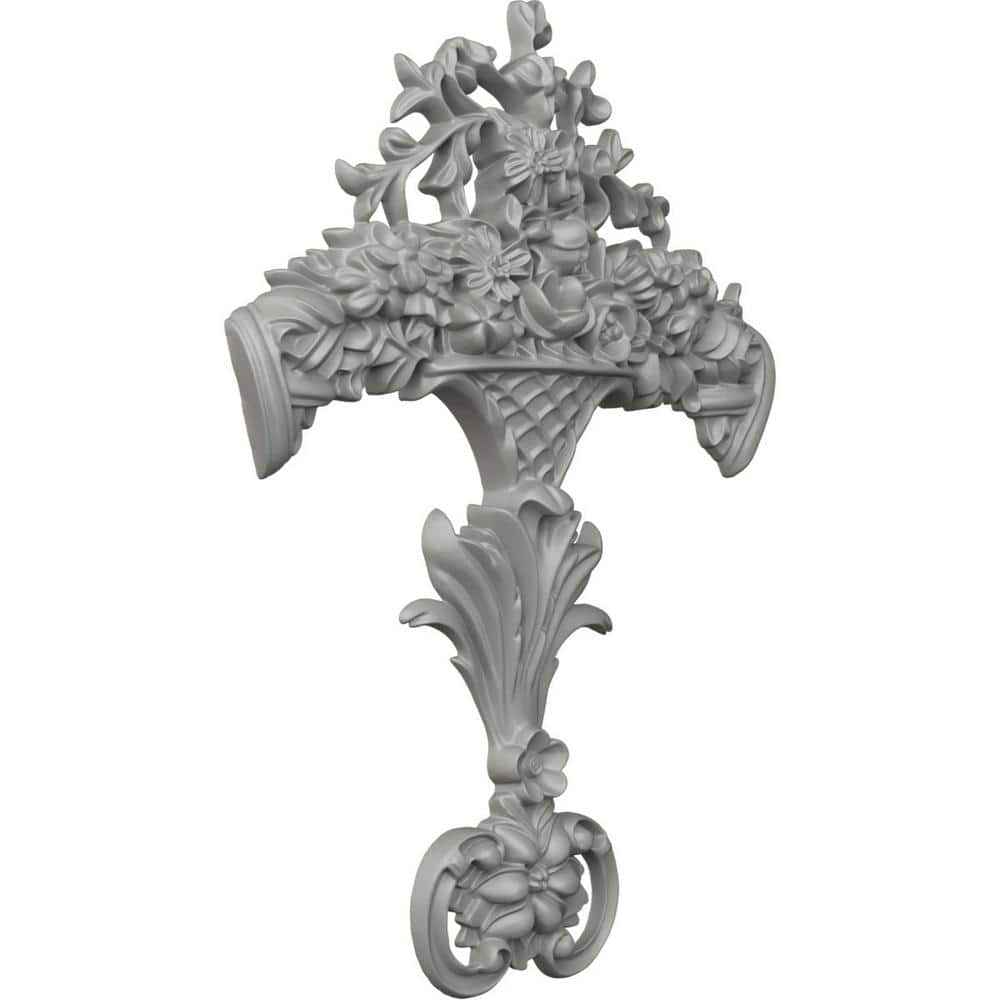 White Polyurethane Floral Scroll Onlay 12'' x 9''