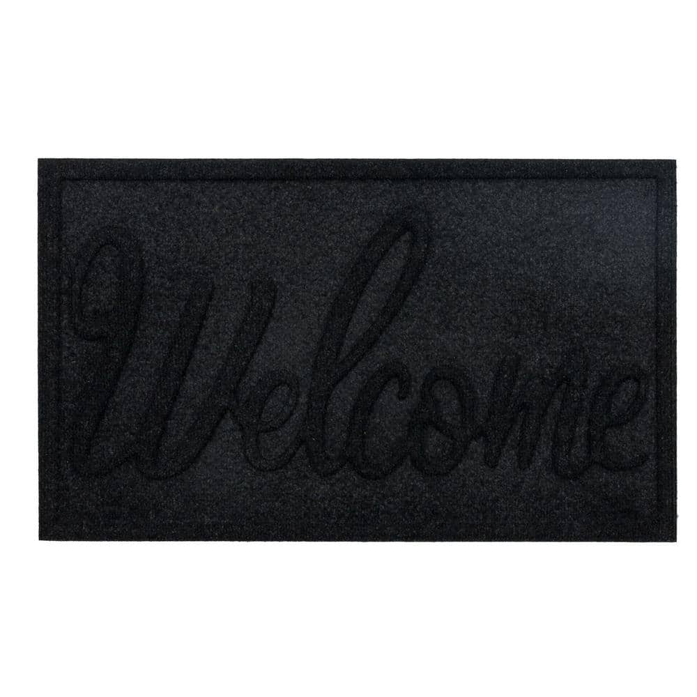 Big Welcome Black Outdoor Recycled Rubber Door Mat