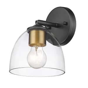 Roxie 1-Light Matte Black Clear Glass Wall Sconce
