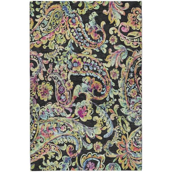 Dream Shag Premium Machine Washable Abstract ADS834 Black 8 ft. x 10 ft. Area Rug