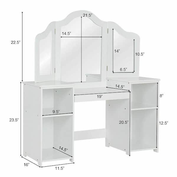 Costway Modern 46 In White Folding, Modern White Vanity Desk