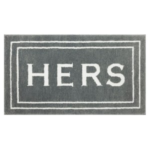 Hers 20 in. x 34 in. Pewter Gray Polyester Machine Washable Bath Mat