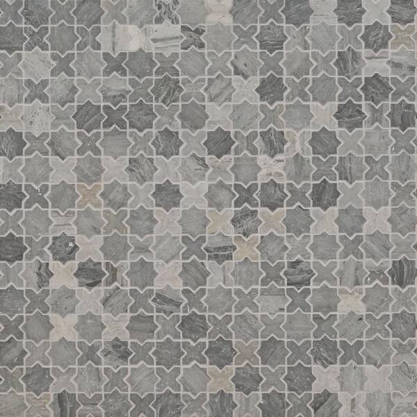 Elida Ceramica White Marble Arabesque 12-in x 12-in Glossy Natural Stone Marble Lantern Floor and Wall Tile (0.9-sq. ft/ Piece)