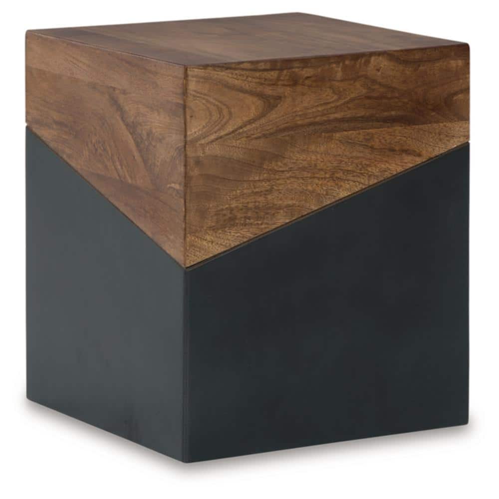 Trailbend Two-Tone Brown and Gunmetal Wood Accent Table