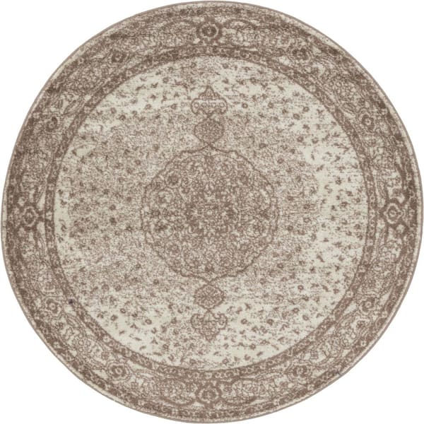 Unique Loom Bromley Midnight Light Brown 5 ft. Round Area Rug