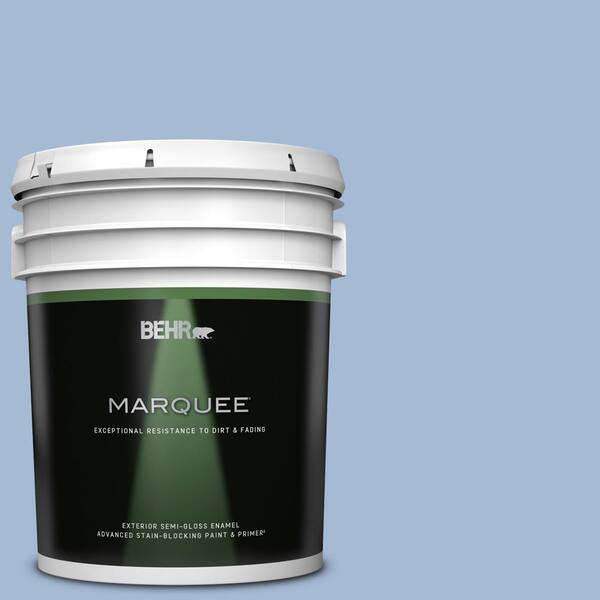 BEHR MARQUEE 5 gal. #M530-3 Perennial Blue Semi-Gloss Enamel Exterior Paint & Primer