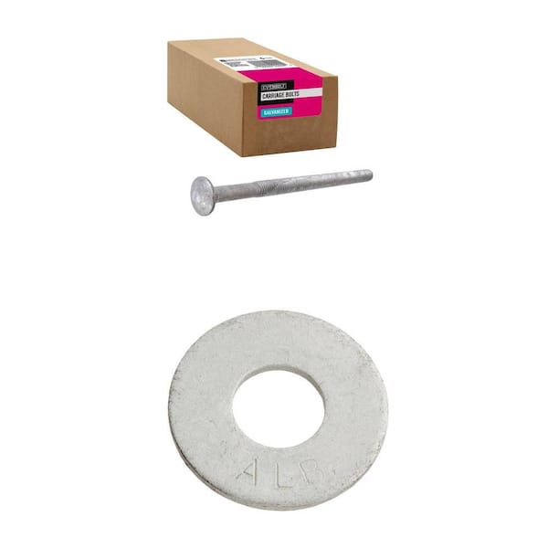 1/2 in.-13 x 8 in. Galvanized Carriage Bolt (25-Pack) and 1/2 in. Galvanized Flat Washer (50-Pack) Combo