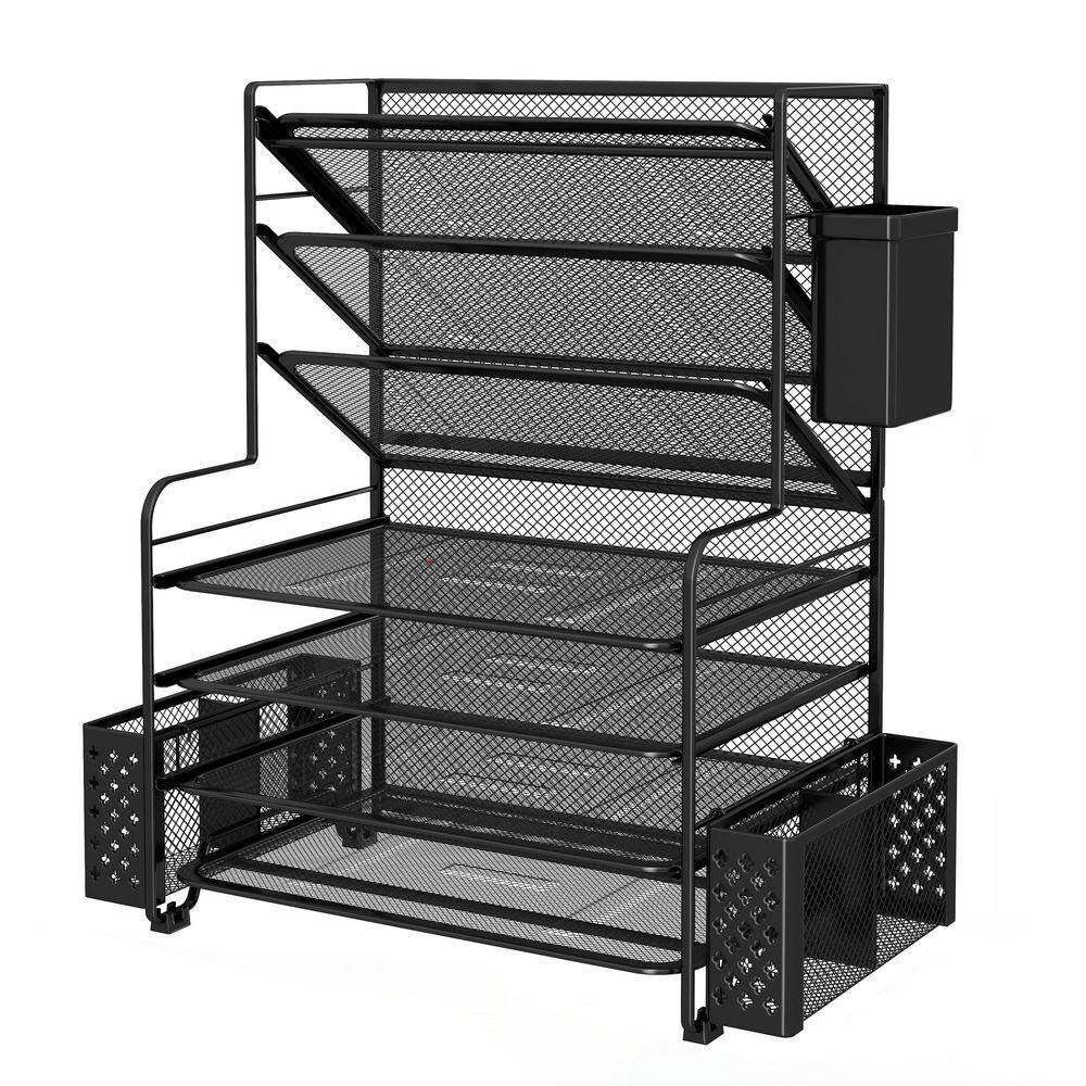 Angel Sar Black 16.75 in. x 8.75 in. x 16.75 in. 7 Tier Metal Desk File ...
