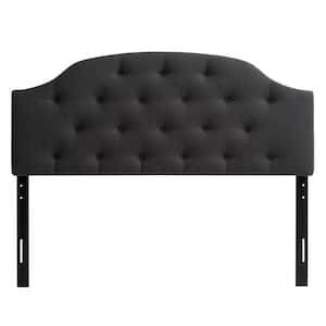 Calera Dark Grey Double/Full Diamond Button Tufted Fabric Arched Panel Headboard