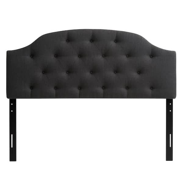 CorLiving Calera Dark Grey Double/Full Diamond Button Tufted Fabric Arched Panel Headboard