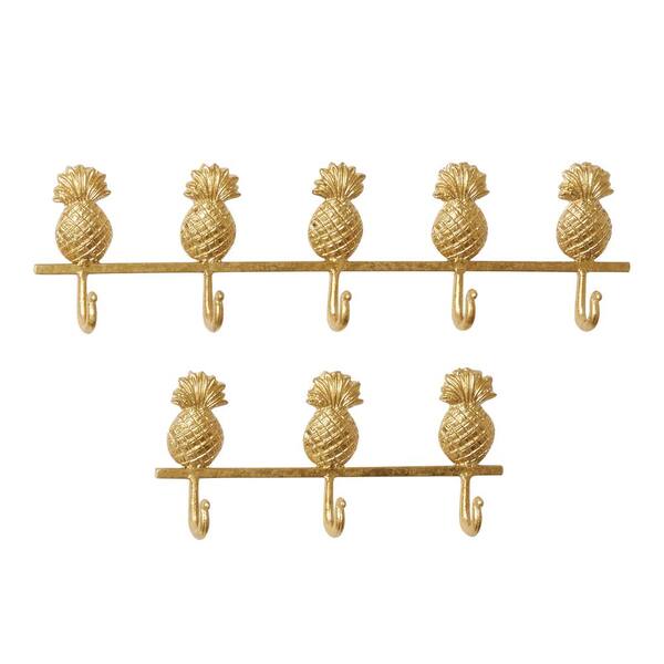 Litton Lane 6 In X 13 Gold Metal Glam Wall Hook Set Of 2 89523 The Home Depot - Gold Wall Hooks Home Depot