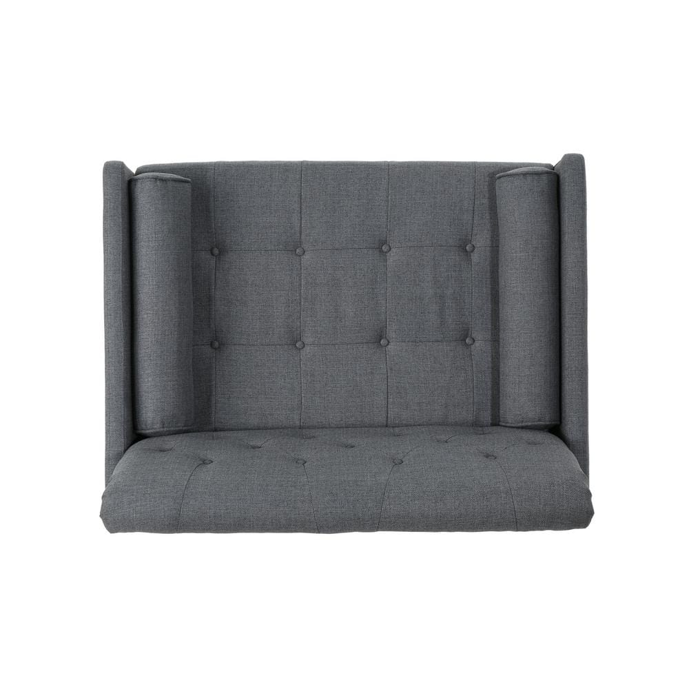 Dark Gray Rubberwood Mid-Century Modern Accent Chair