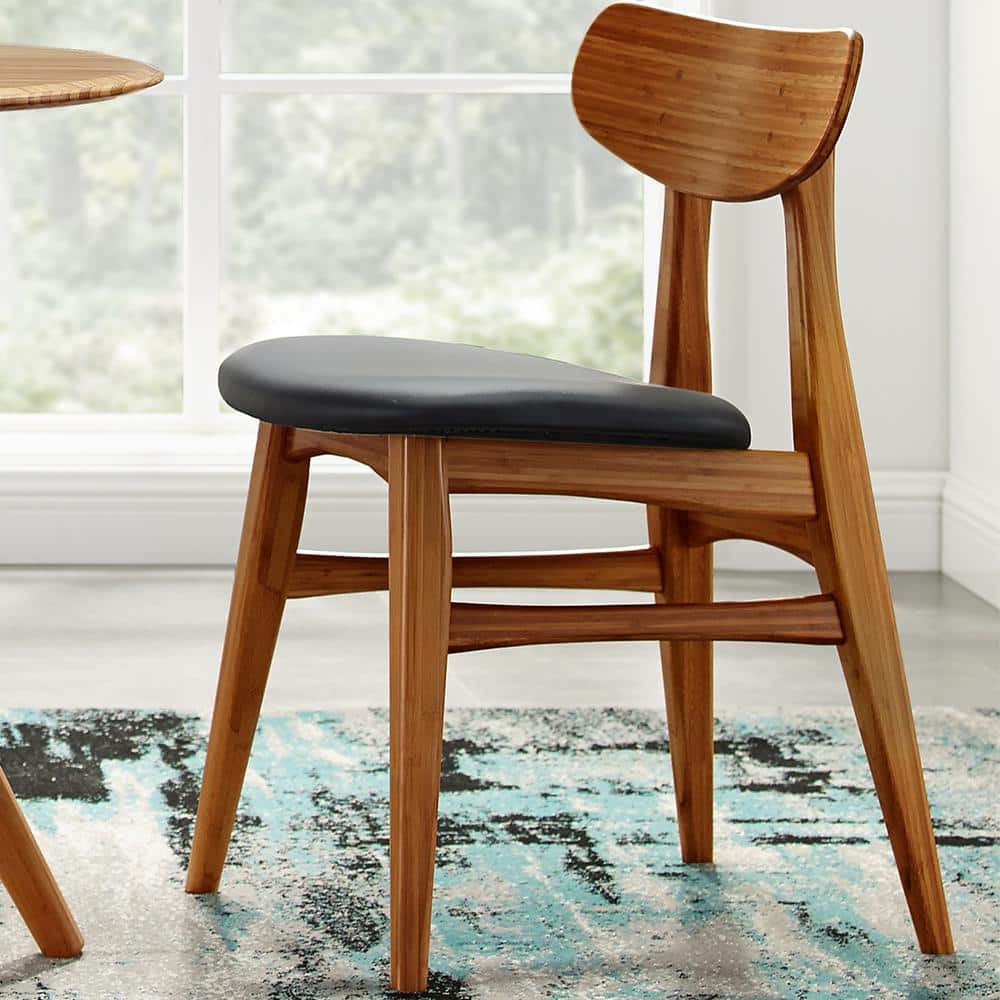 Coral Copper Wood Dining Chair with Leather Seat (Set of 2)
