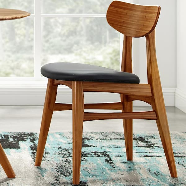 Unbranded Coral Copper Wood Dining Chair with Leather Seat (Set of 2)