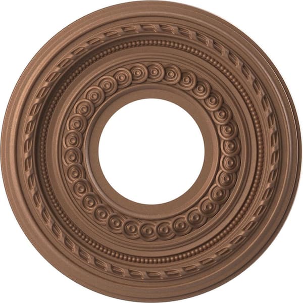 Ekena Millwork 10" O.D. x 3-1/2" I.D. x 3/4" P Cole Thermoformed PVC Ceiling Medallion (Fits Canopies up to 4-1/4") in Aged Copper