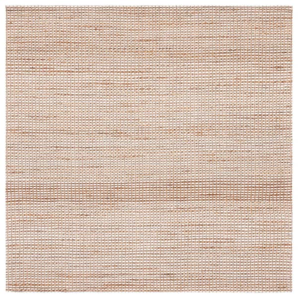 Natural Fiber 8 ft. x 8 ft. Square Natural/Ivory Solid Woven Area Rug