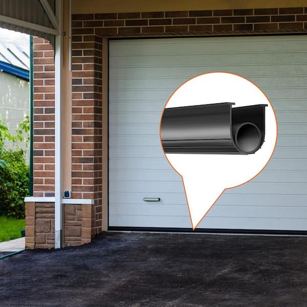 Garage Door Bottom Seal Rubber, U+O Ring Weather Stripping, 5/16 in. T-Ends, 3-3/4 in. Width, 16 ft. Universal Black