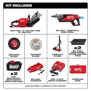 MX FUEL Lithium-Ion Cordless Handheld Core Drill Kit with M18 FUEL ONE-KEY 9 in. Cut Off Saw Kit