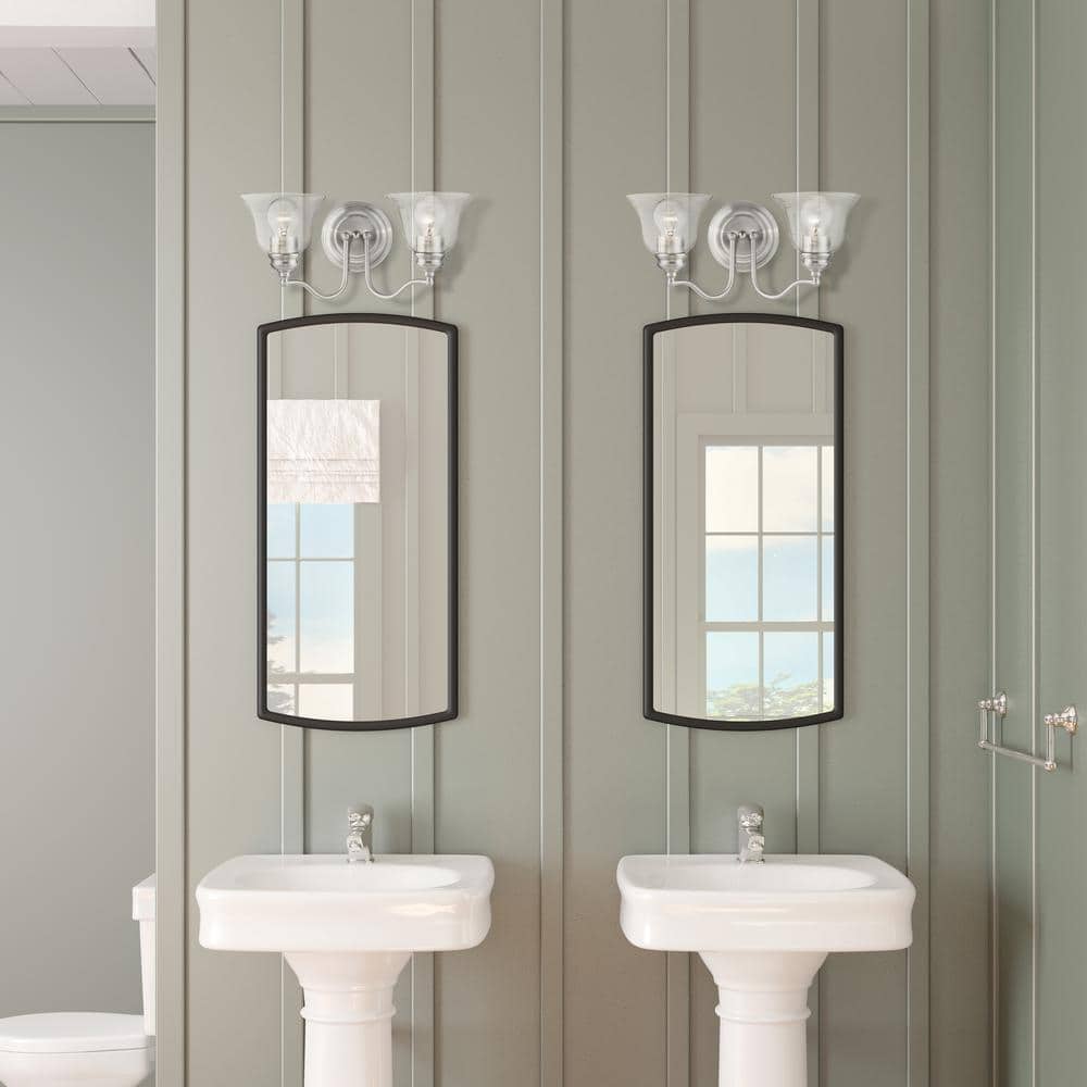 Moreland Brushed Nickel 2-Light Vanity Sconce with Hand Blown Clear Glass