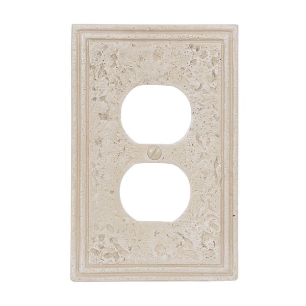 AMERELLE Faux Stone 1 Gang Duplex Resin Wall Plate - Almond