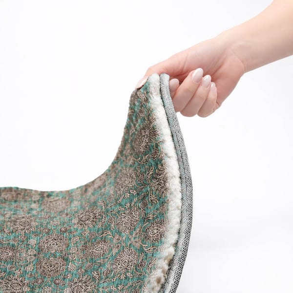 Dream Shag Premium Machine Washable Abstract ADS702 Teal 8 ft. x 8 ft. Round Rug