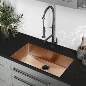 Rivage Rose Gold Stainless Steel 32 in. Single Bowl Undermount Kitchen Sink