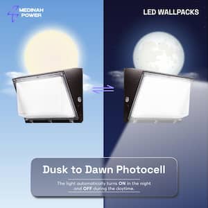 400-Watt Equivalent Integrated LED Outdoor Bronze Wallpack Light, 14000 Lumens, 5000K Daylight, Dusk-to-Dawn