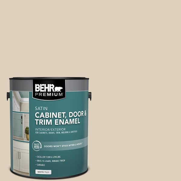 BEHR PREMIUM 1 gal. #OR-W07 Spanish Sand Satin Enamel Interior/Exterior Cabinet, Door & Trim Paint