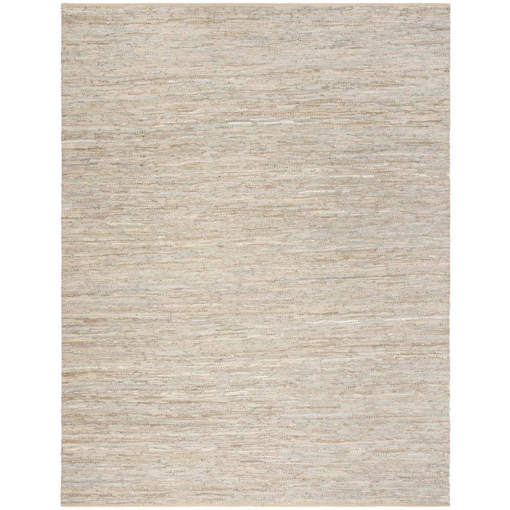 Handmade Vintage Leather Beige Cowhide 8' x 10' Area Rug