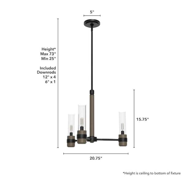 Hunter River Mill 5-Light Matte Black Rustic Led Bare Bulb Chandelier