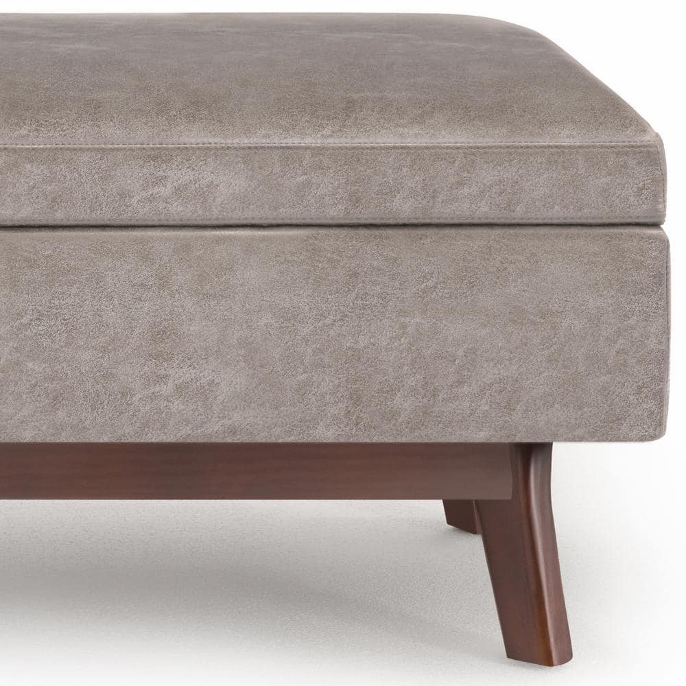 Owen 36" Gray Taupe Faux Leather Storage Ottoman