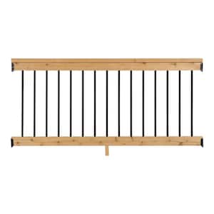 3 ft. x 6 ft. Western Red Cedar Capped Wood Deck Line Railing Kit with Black Aluminum Round Balusters